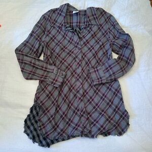 Cabi Gray and Purple Plaid Shirt Medium